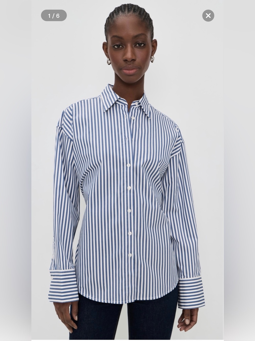 Good American Oversized Poplin Shirt with Adjustable Waist, Button-up